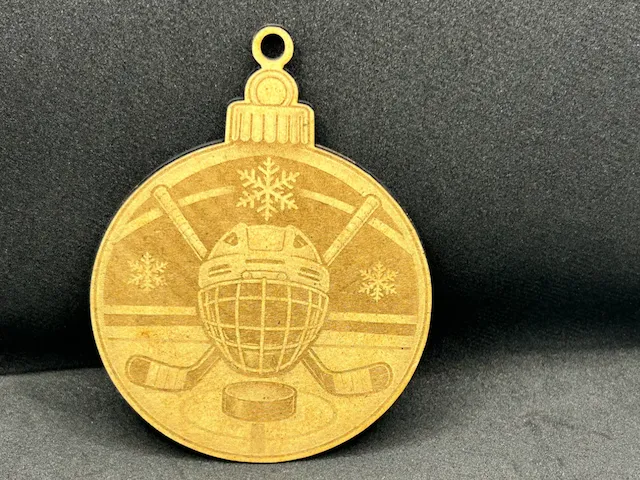 Ice Hockey Themed Christmas Ornament with Helmet and Sticks