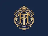 [Laser cut and engrave] Monogramme royal doré avec lettres HT et couronne sur fond bordeaux