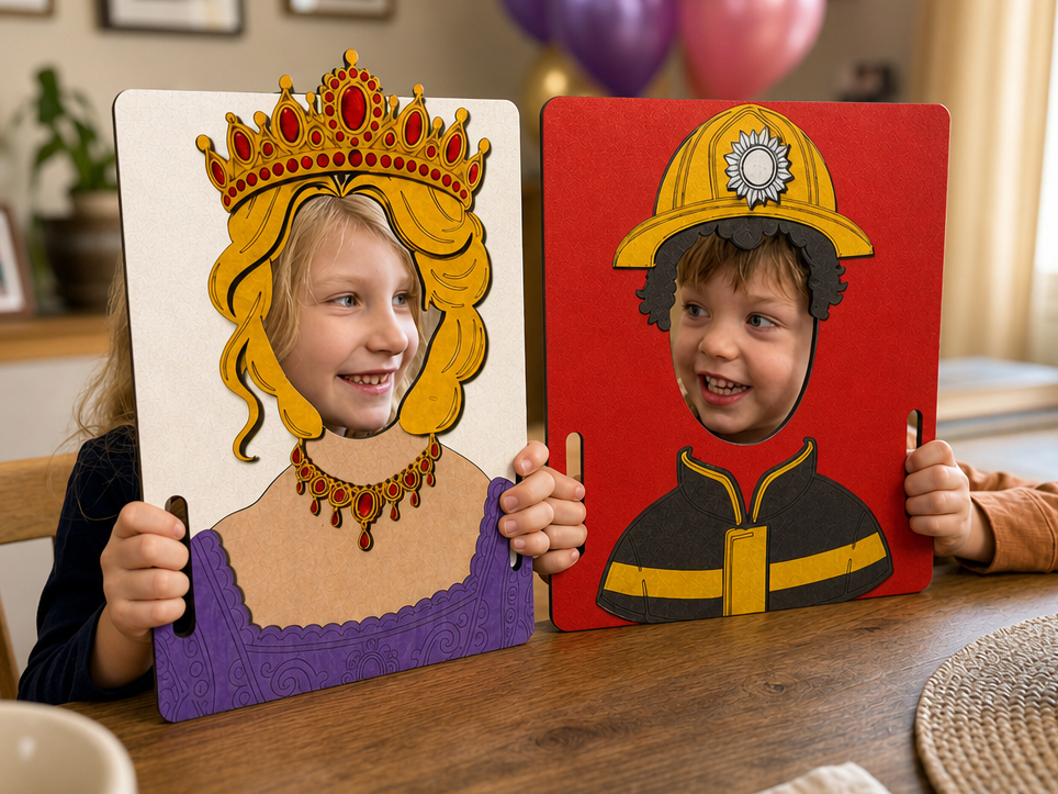 Princess and Firefighter Face-in-Hole Photo Props