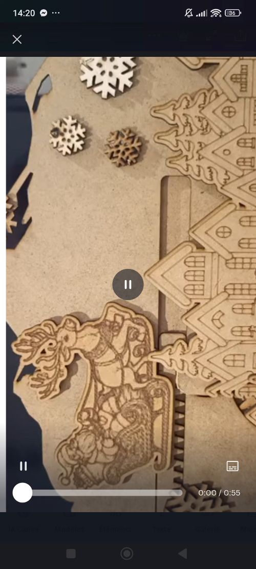 [Laser cut and engrave] Scène de village de Noël miniature avec grande roue et traîneau du père Noël