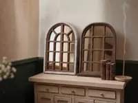 [Laser cut and engrave] Plantilla Espejo Farmhouse Estilo Arco Boho (Escala 1:12)