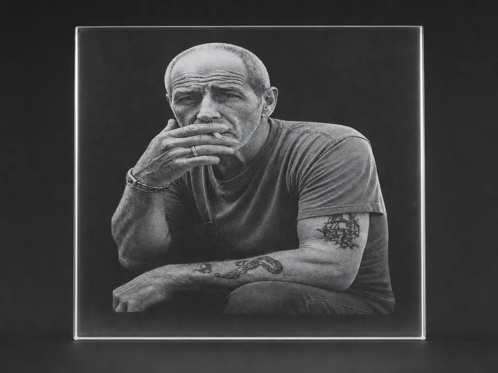 Photo of my Father on clear acrylic.