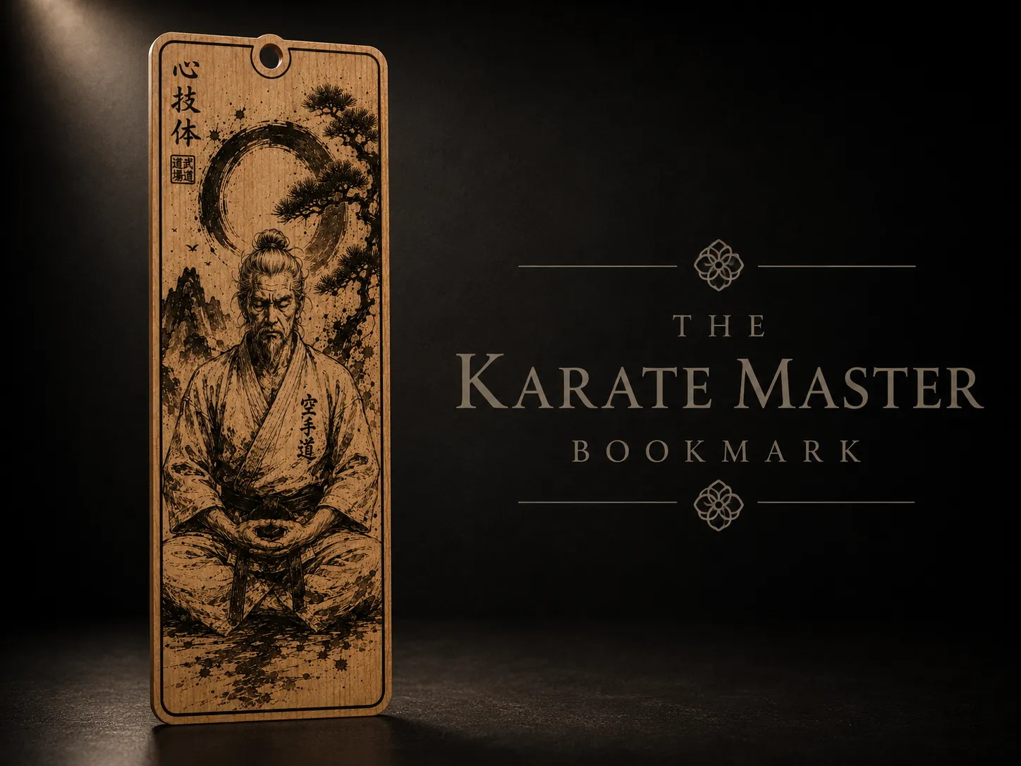 Karate Master Meditating Martial Artist Wooden Bookmark