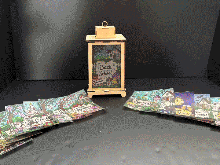 Interchangeable Seasonal Holiday Lantern with Decorative Insert Panels