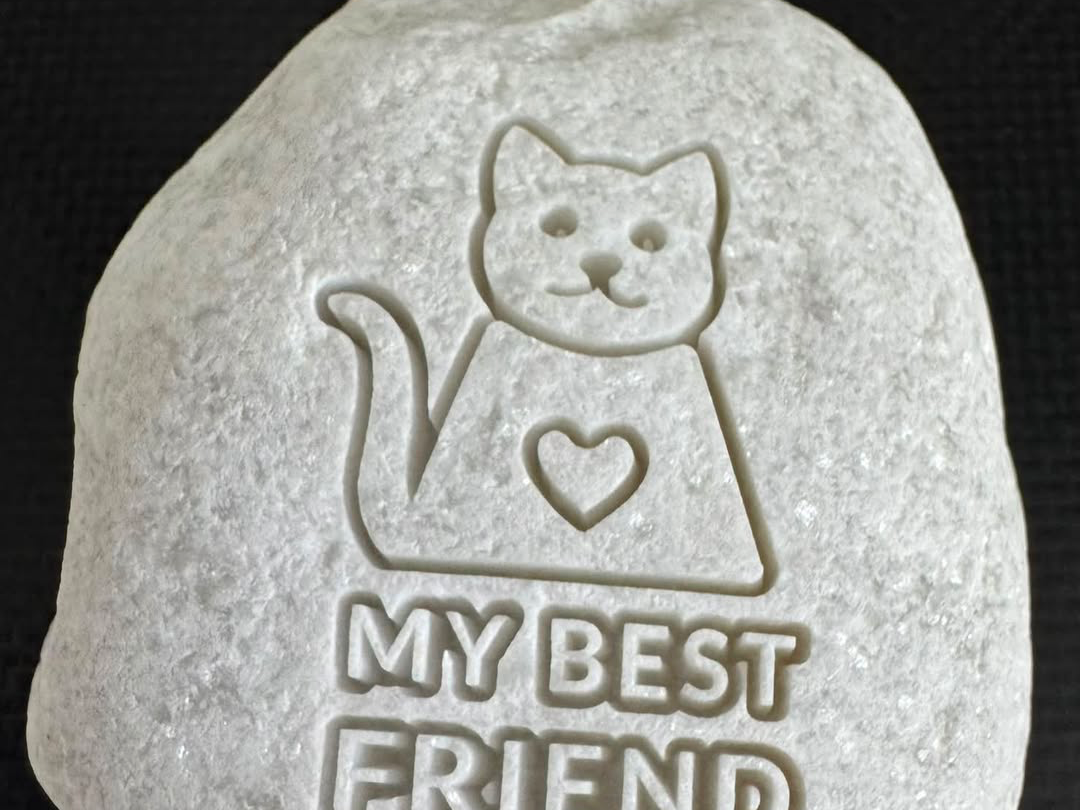 My Best Friend Cat Memorial Stone with Heart Motif