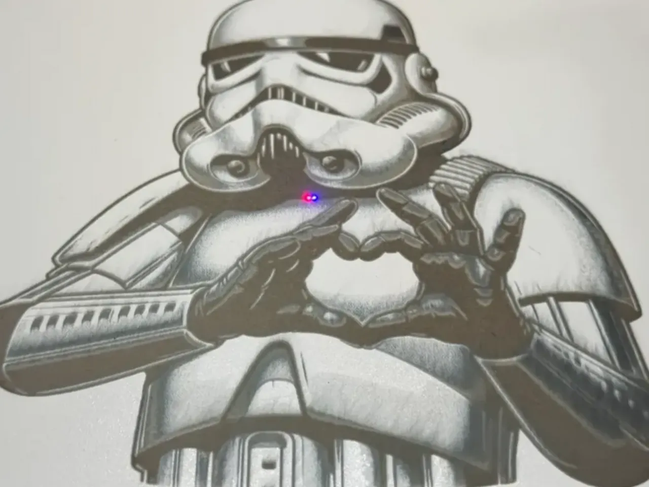 [Laser cut and engrave] Stormtrooper making a heart hand gesture illustration