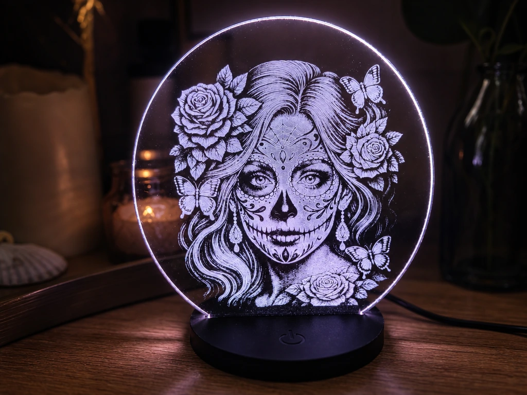 Day of the Dead Sugar Skull Woman LED Night Light