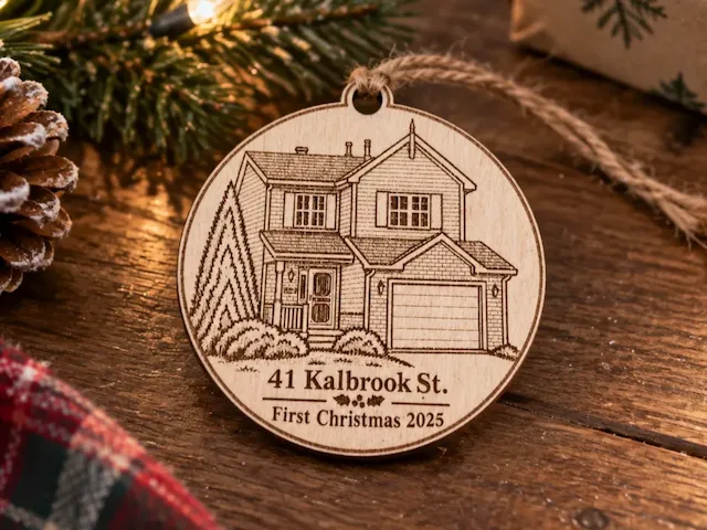 Personalized House Portrait First Christmas Ornament