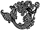 [Laser cut and engrave] Silhouette murale en métal représentant une sirène ornée de motifs complexes