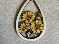 [Laser cut and engrave] Teardrop Shaped Floral Wooden Earrings