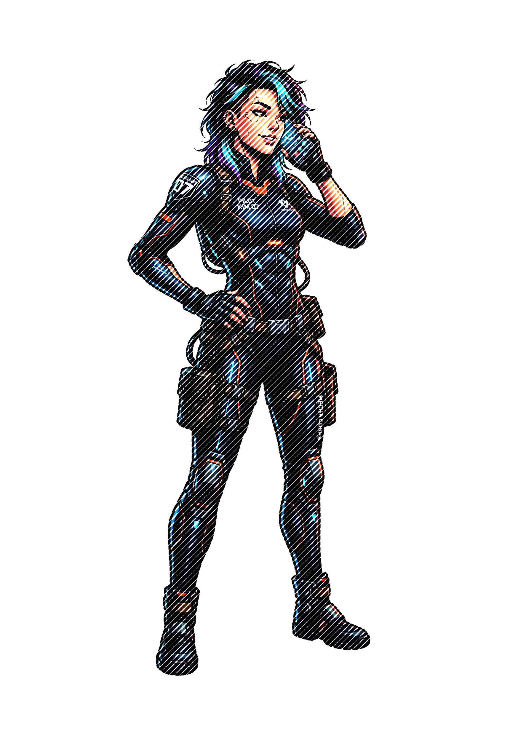 [DTF Printing] KIM Cyber Girl Mecha Pilot Halftone Graphics