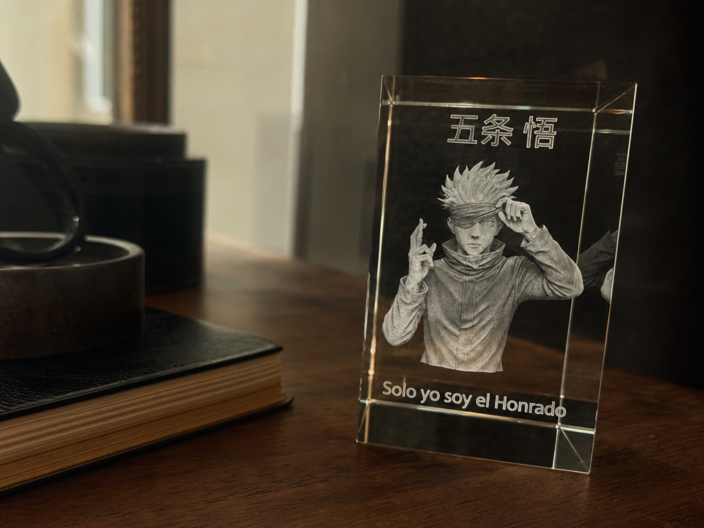 Satoru Gojo Jujutsu Kaisen Crystal Glass Block Display