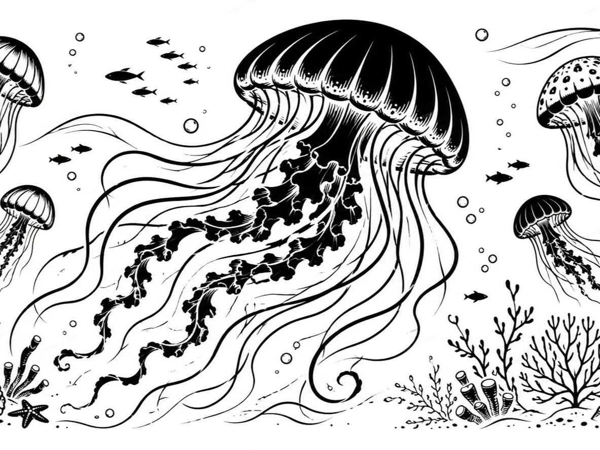 Jellyfish Ocean Tumbler Wrap | 2-Tone Laser Engraving Design