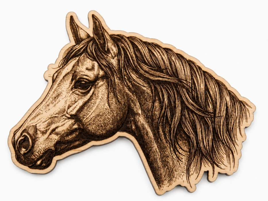 Pferd - Holz Wandbild mit detailliertem Pferdekopf Motiv