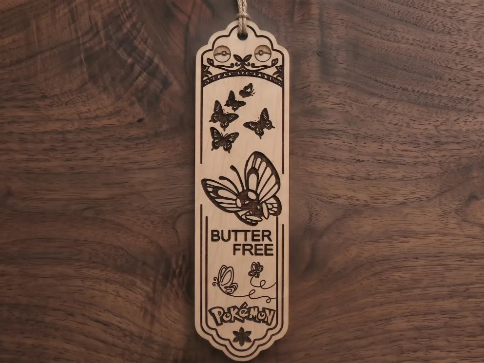 Butterfree Pokemon Themed Wooden Bookmark