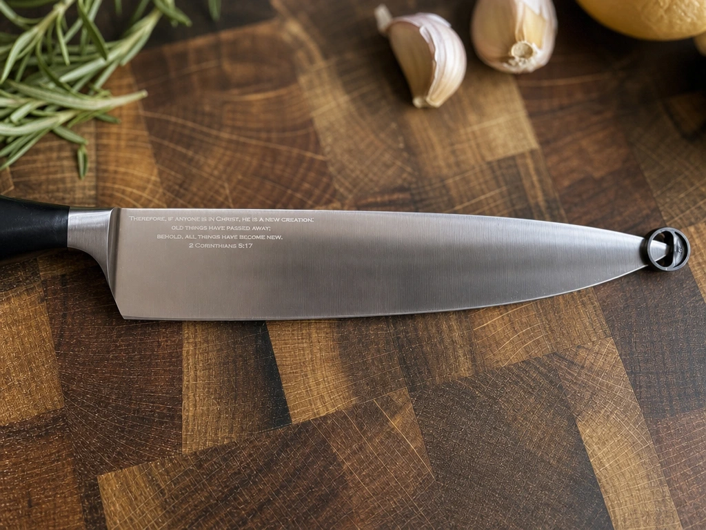 Chef Knife with 2 Corinthians 5:17 Bible Verse Inscription