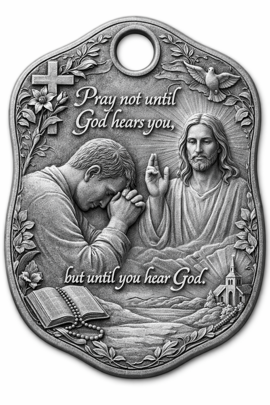 [Laser cut and engrave] Pray Not Until God Hears You Religious Wall Plaque