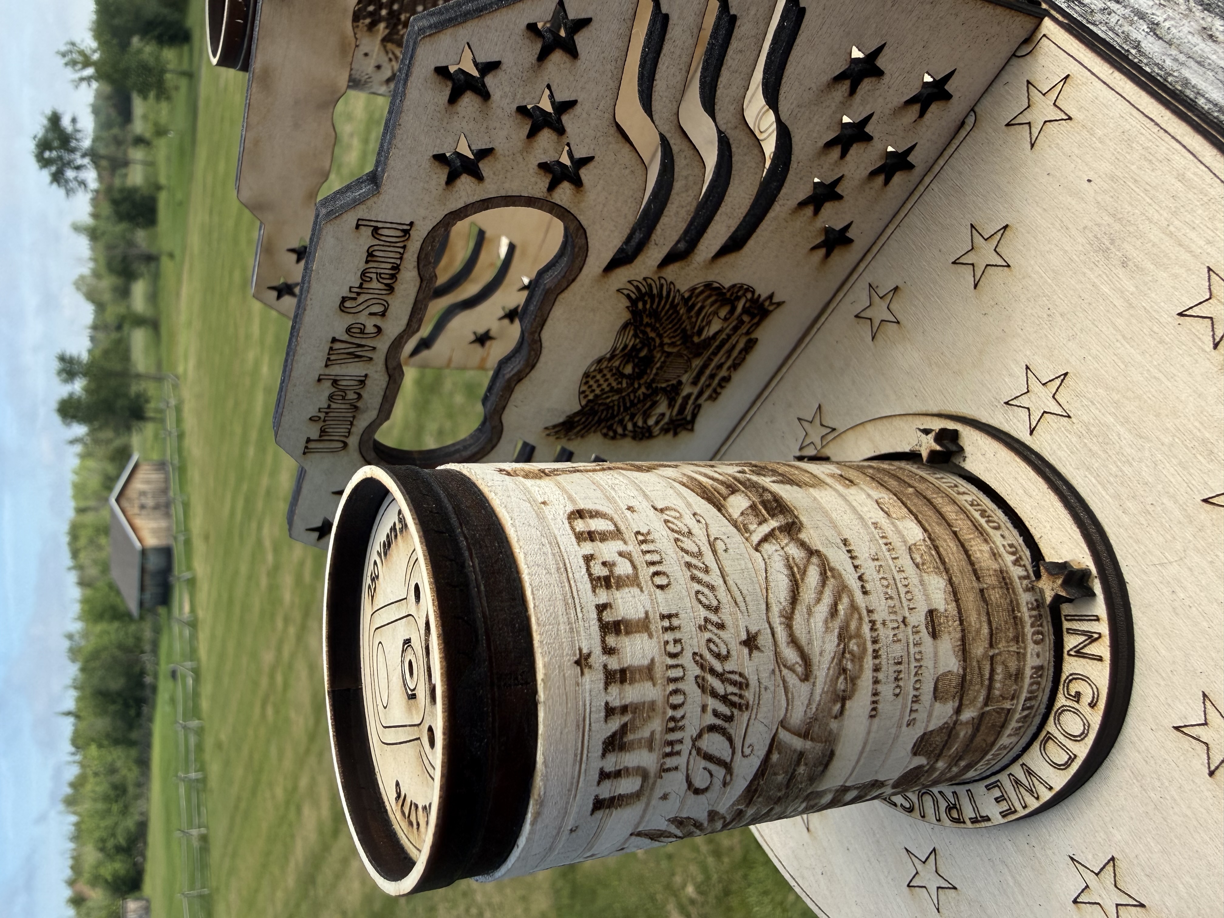 [Laser cut and engrave] Beer Soda Can Salt & Pepper Shakers + Matching Napkin Caddy America 250 Collection