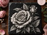 [Laser cut and engrave] Quadratische Schieferplatte mit detailliertem Rosenmotiv als Tischaufsteller