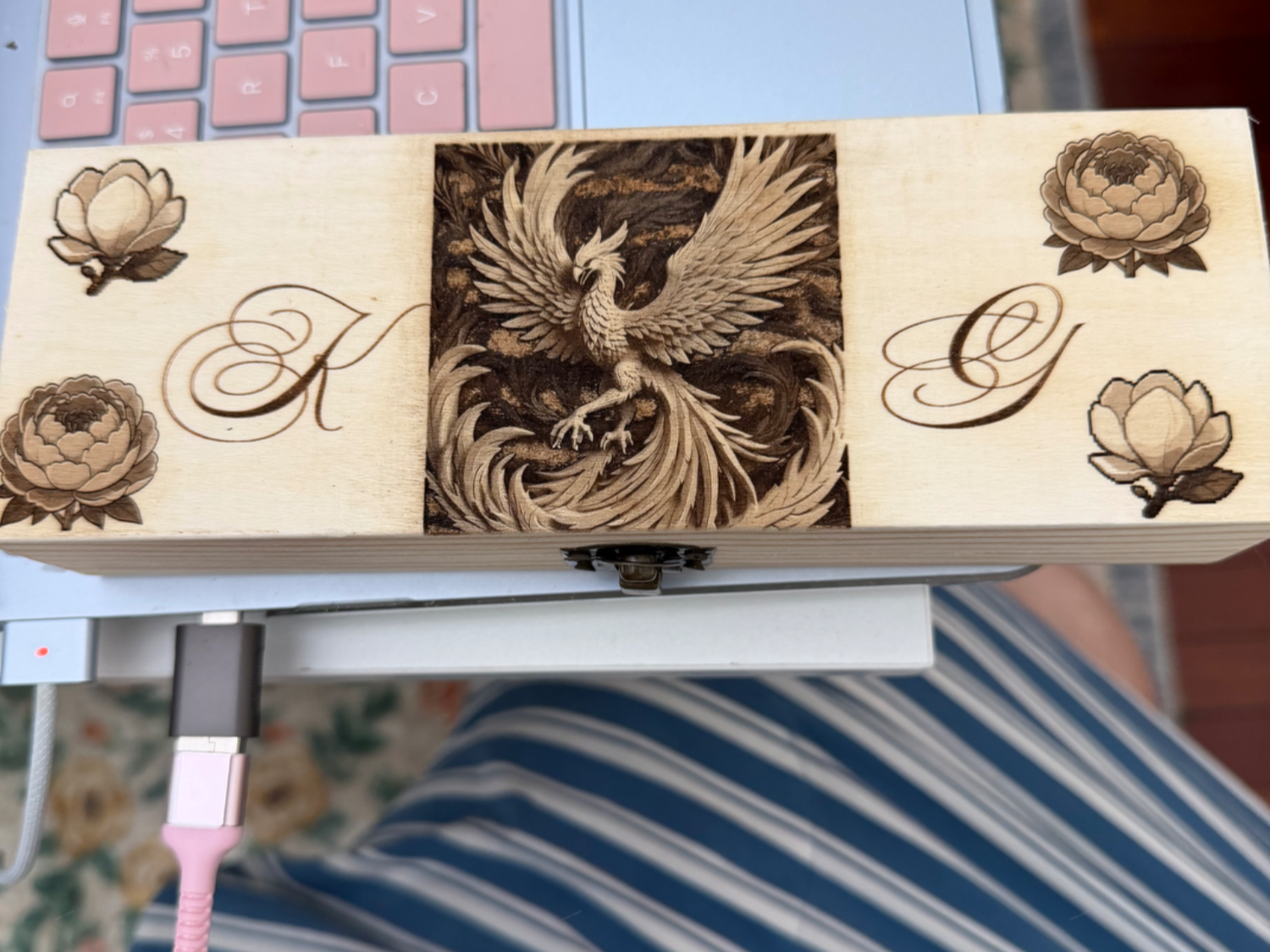 Engraved wooden box