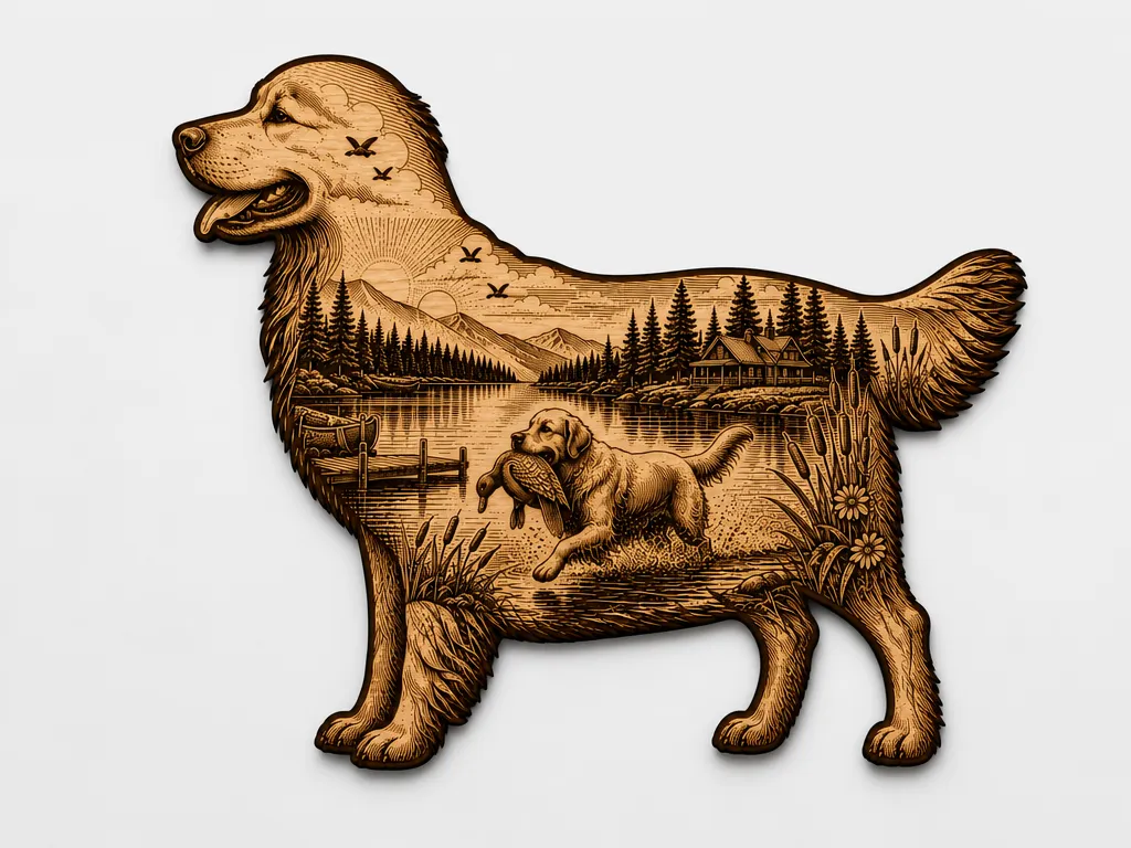 Golden Retriever Scenic Cut and Engrave