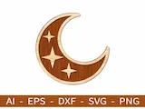 [Laser cut and engrave] Crescent Moon Tabletop Sign with Star Accents