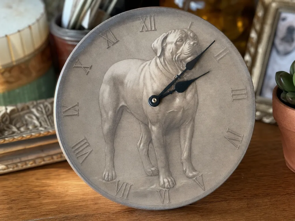 Horloge murale ronde avec motif de chien cane corso et chiffres romains