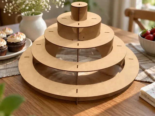 Laser Cut Pyramid Circular MDF Cupcake Stand | Dessert Display