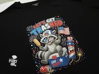 [DTF Printing] Let's Get Trashed Raccoon Patriotic Fourth of July Graphic T-Shirt