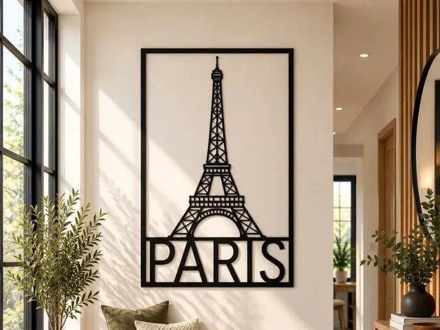Paris Eiffel Tower SVG, Paris Wall Art Laser Cut Design, France Landmark Decor, French City Wall Art, Travel SVG