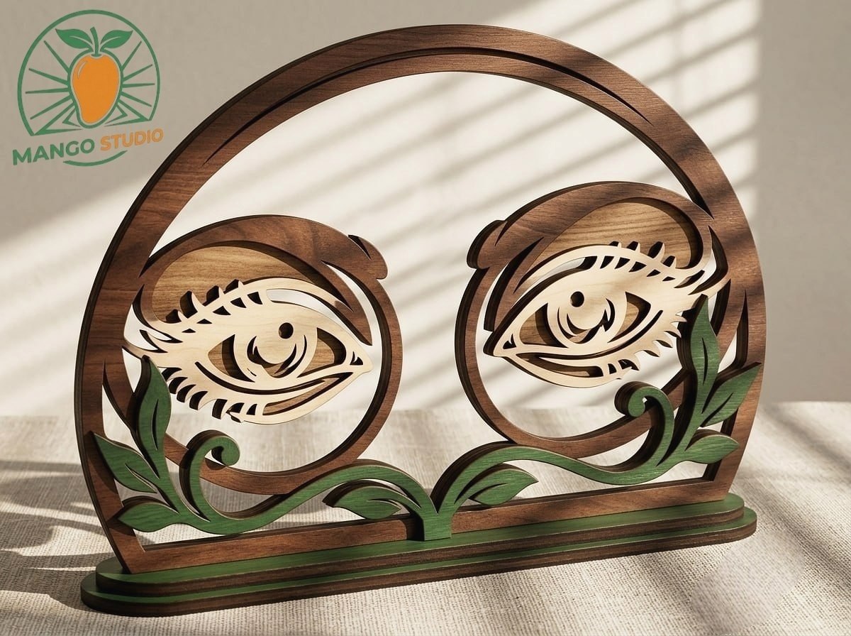 [Laser cut and engrave] Art Nouveau Eye Napkin Holder Laser SVG