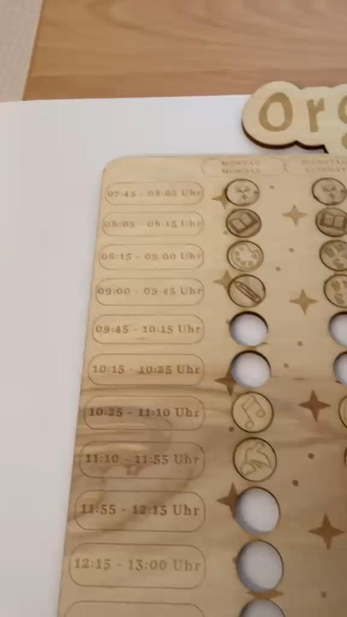[Laser cut and engrave] Weekly Schedule Planner Board with Interchangeable Activity Tokens