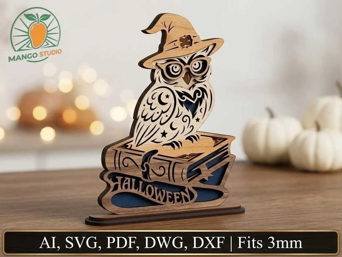 3D Layered Halloween Owl Laser File 3mm
