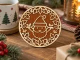 [Laser cut and engrave] Santa Claus and Holly Wreath Christmas Ornament