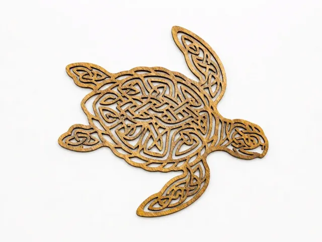 Sea Turtle Wall Art with Intricate Celtic Knotwork Pattern