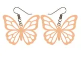 [Laser cut and engrave] Peach Butterfly Silhouette Dangle Earrings
