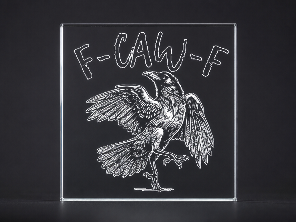 Crow illustration with F-CAW-F text as only a crow can say