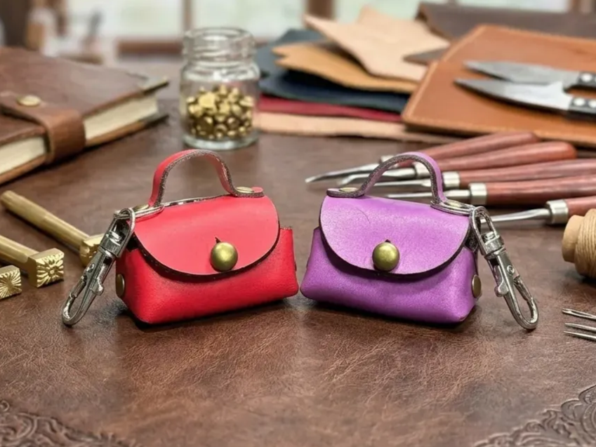 Mini Leather Purse Charm