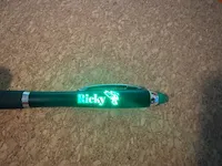 [Laser cut and engrave] Personalized green light-up pen with Ricky name and eagle logo
