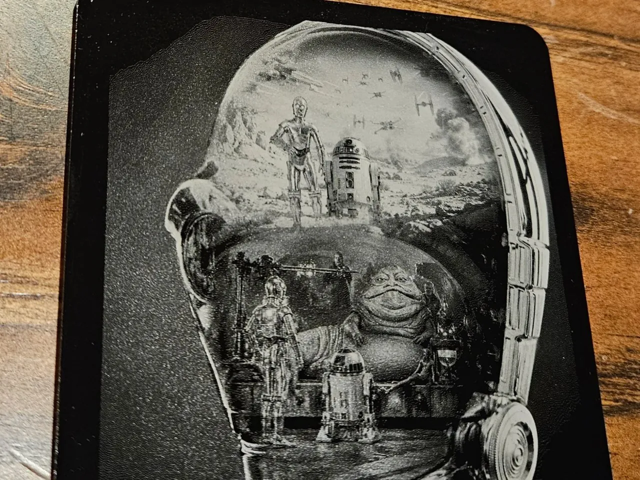 [Laser cut and engrave] Star Wars C-3PO Silhouette Art Featuring R2-D2 and Jabba the Hutt