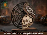[Laser cut and engrave] Halloween Skull Raven 3D SVG Laser File