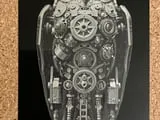 [Laser cut and engrave] Steampunk Mechanical Owl Illustration on Black Metal Card