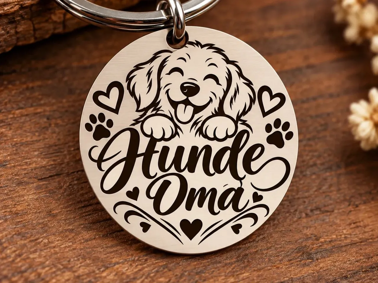 [Laser cut and engrave] Mini Keychain „Hunde Oma“