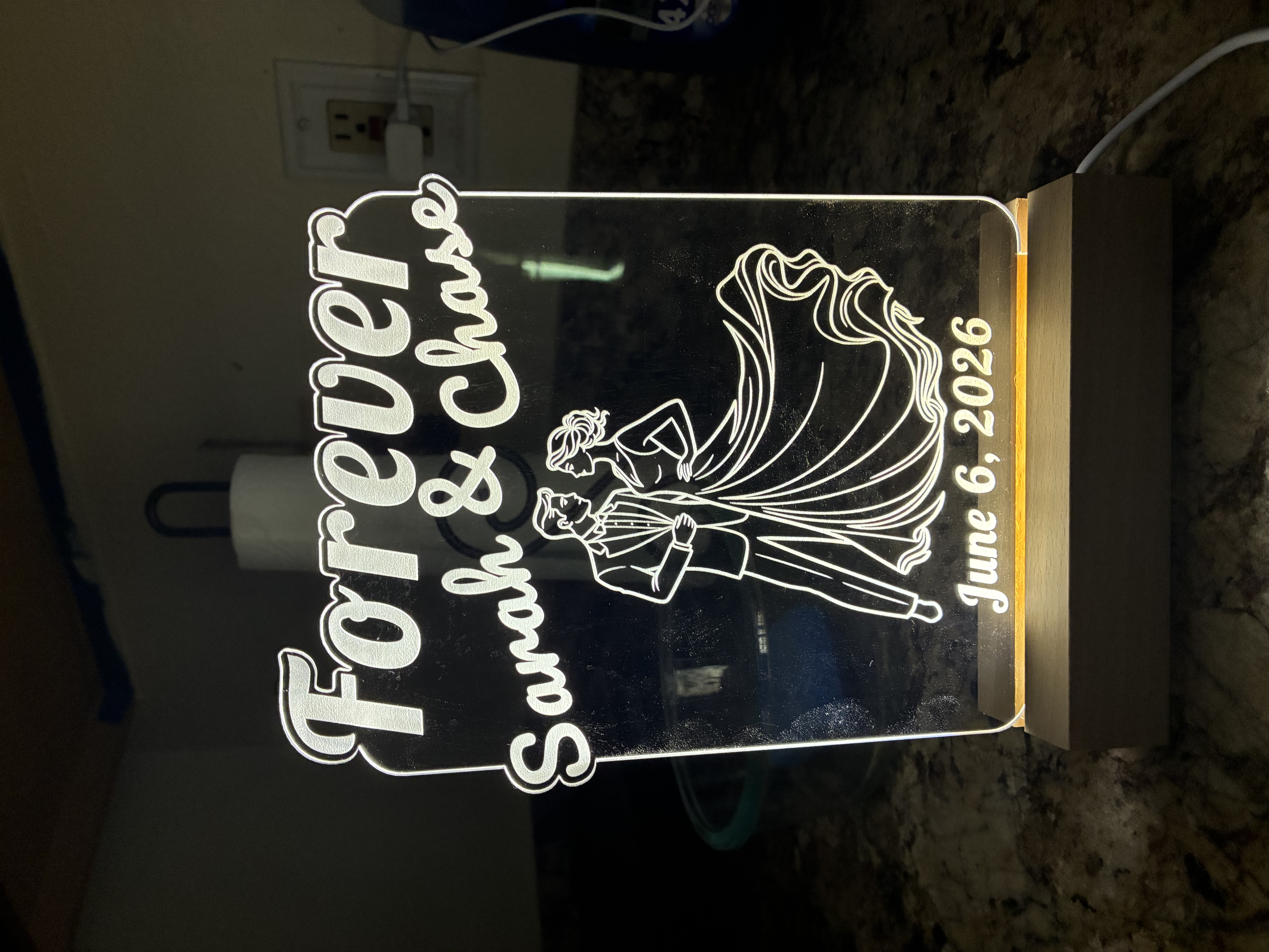 [Laser cut and engrave] Lighted Wedding Sign