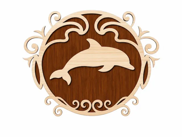 Dolphin Silhouette Wall Plaque with Ornate Scrollwork Frame