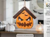 [Laser cut and engrave] Halloween House Ornaments Bundle. Wooden Hanging Decor Laser Cut Files. Spooky House Decor. Kids. Children. Scary Mansion SVG