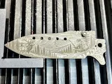 [Laser cut and engrave] Folding pocket knife with mountain landscape and forest leaf pattern