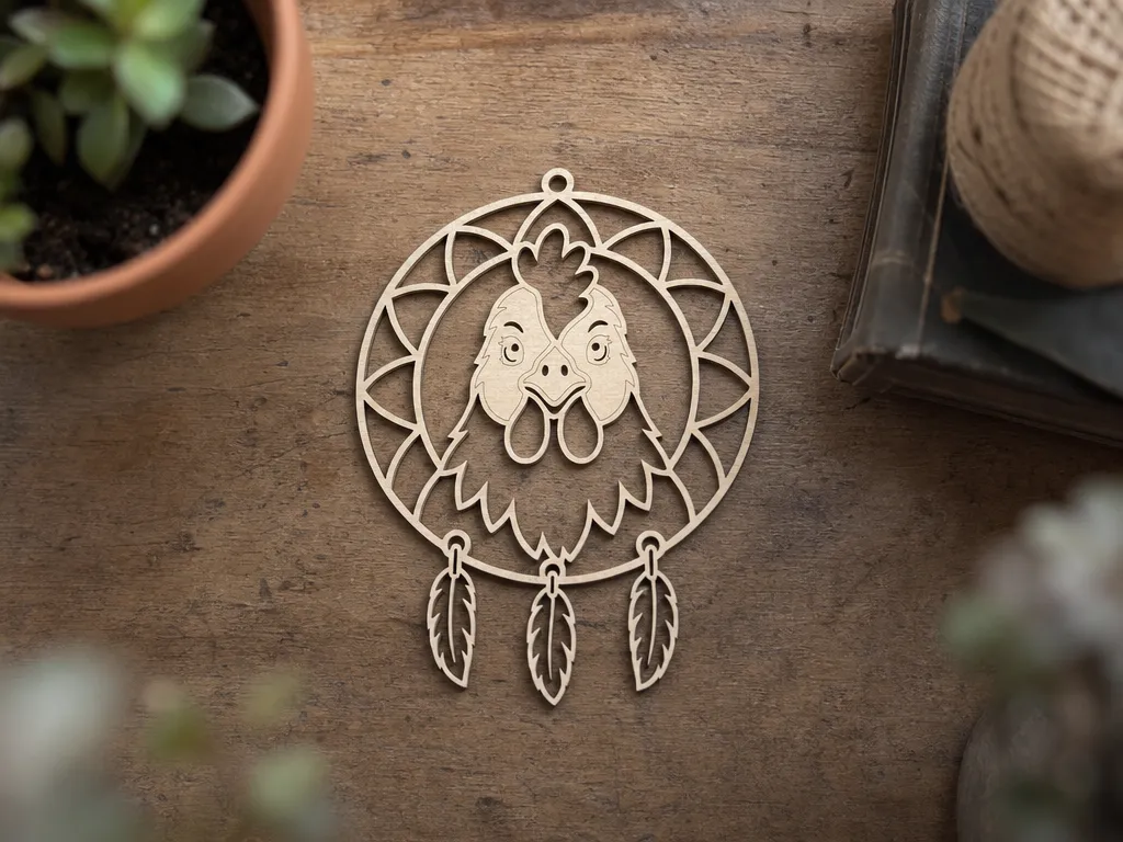 Chicken Rooster Dreamcatcher Wall Hanging