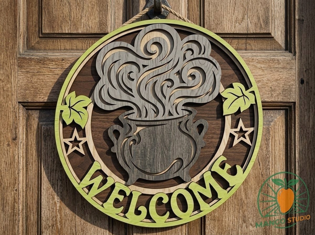 [Laser cut and engrave] 3D Halloween Welcome Sign Laser SVG