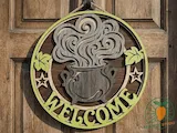 [Laser cut and engrave] 3D Halloween Welcome Sign Laser SVG